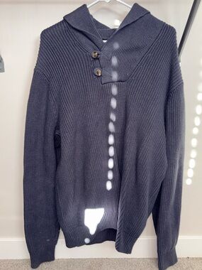 Duluth Trading Co Button Collar V-Neck Sweater